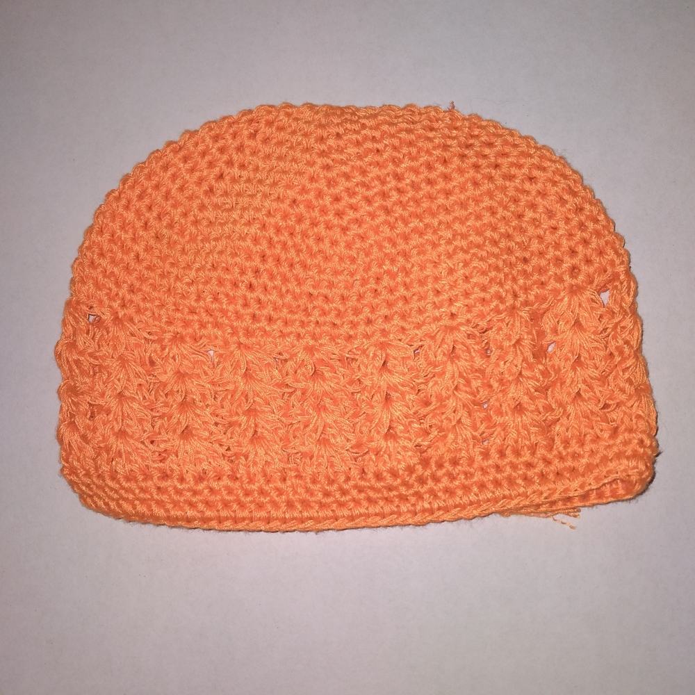 *FREE* Orange Knitted Baby Beanie, Handmade Secondhand Unisex